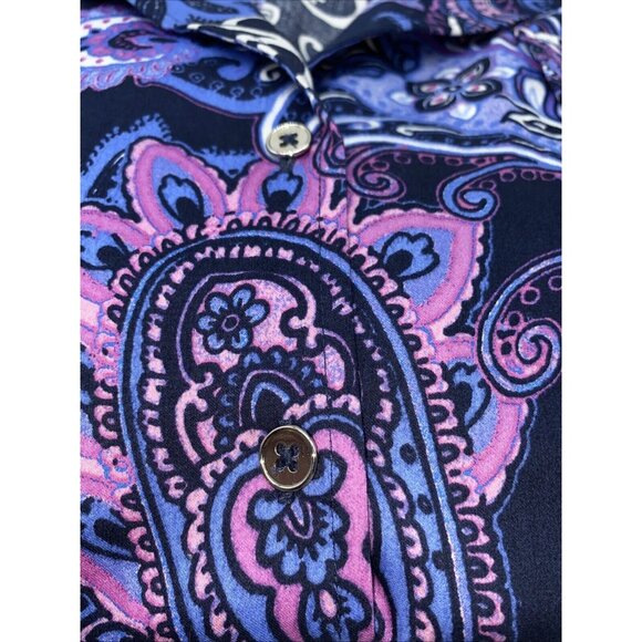 Jones New York Signature Women Navy Purple Paisley Blouse Top Plus Size 2X - Picture 11 of 13